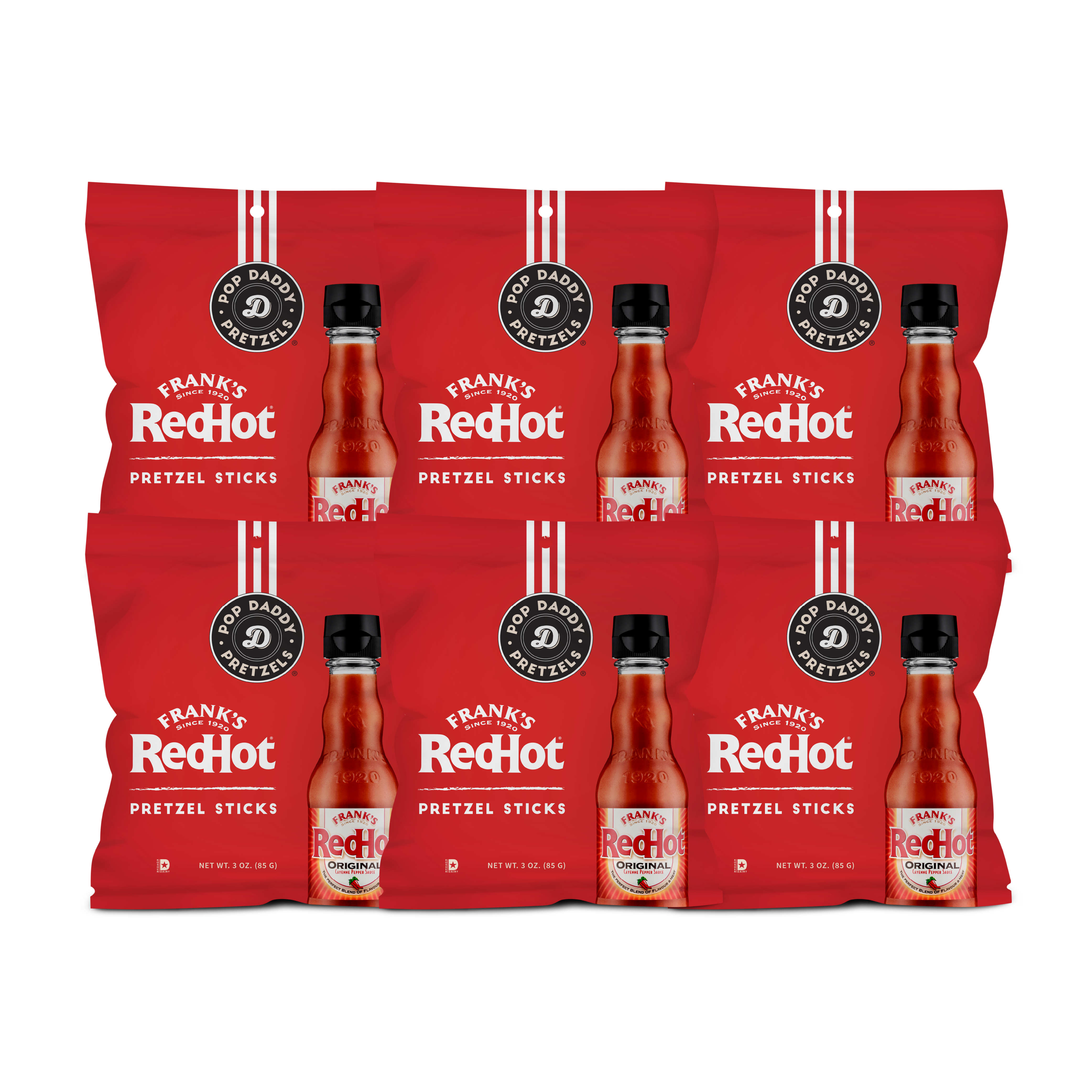 6 pack Frank's Red Hot Seasoned Pretzels (Snack Size) – Pop Daddy