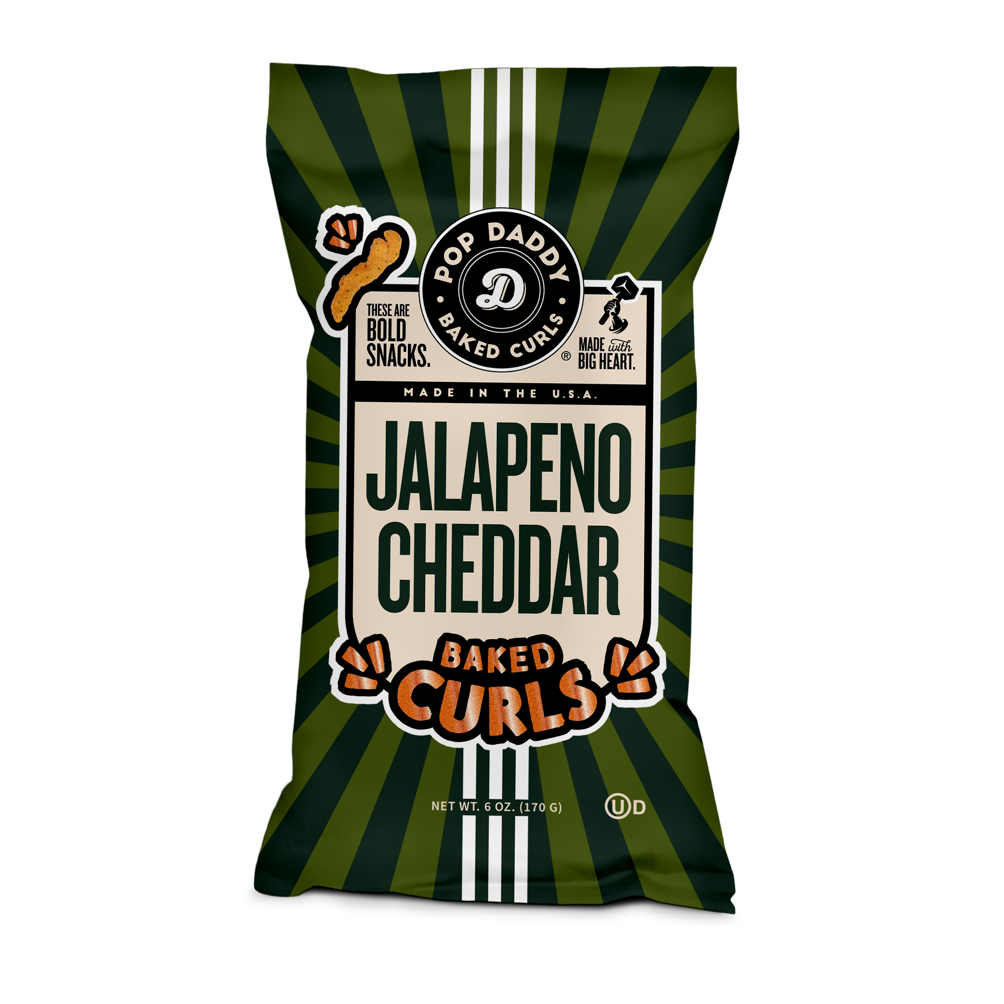 Jalapeno Cheddar Baked Curls – Pop Daddy Snacks