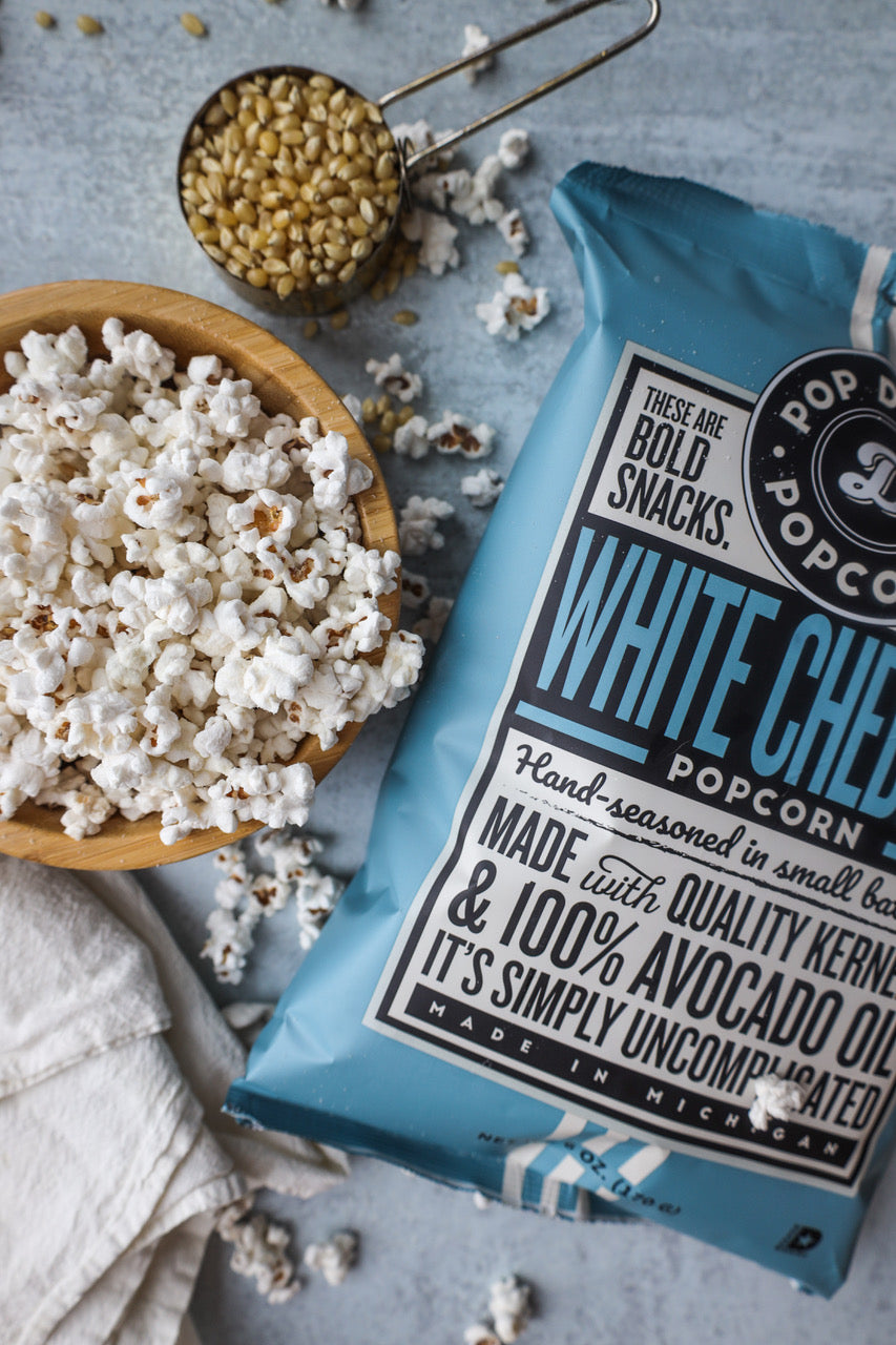 Real White Cheddar Flavored Popcorn – Pop Daddy Snacks