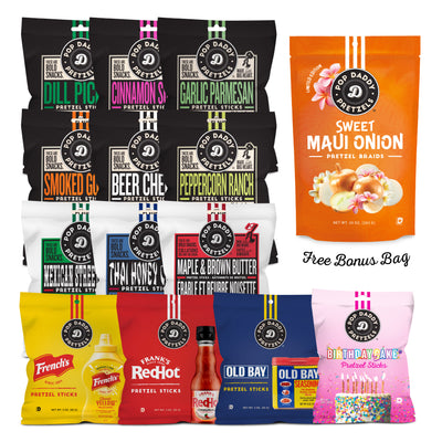 TikTok Pretzel Sampler plus a BONUS BAG of Sweet Maui Onion  Pretzel Braids (14 bags)