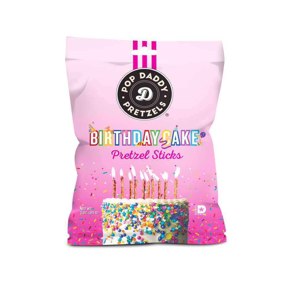 24 pack of Birthday Day Cake Pretzels Snack Size (3 oz)