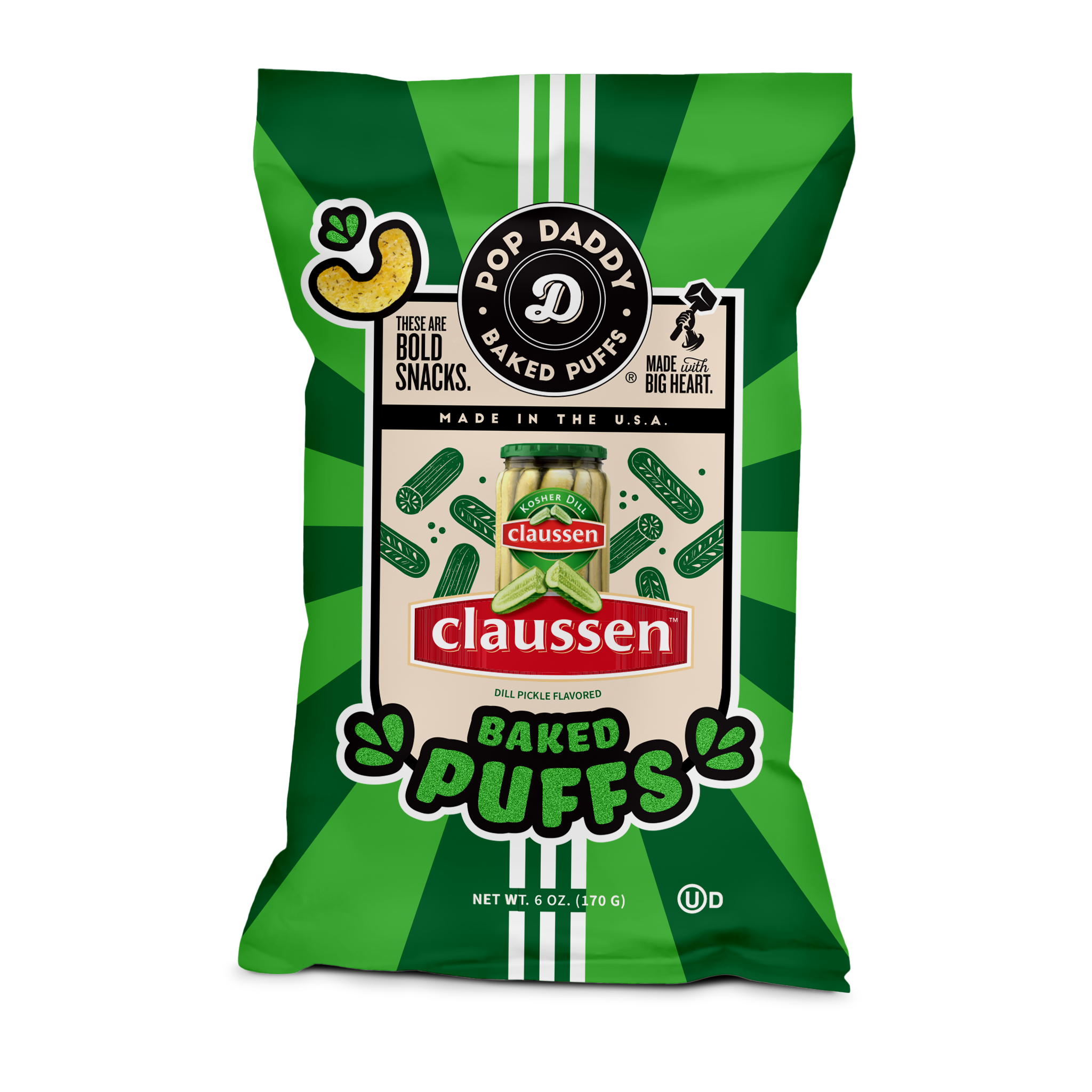 Claussen Dill Pickle Baked Puffs – Pop Daddy Snacks