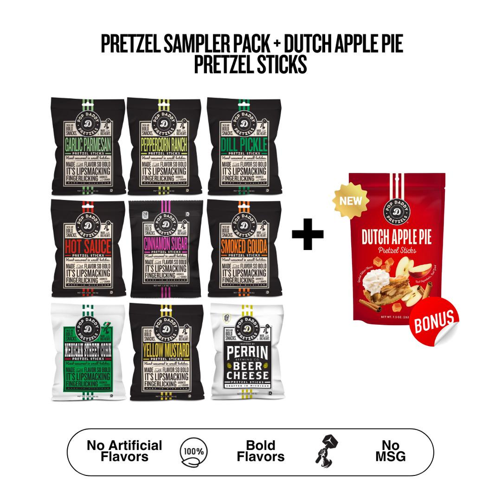 9 bag TikTok Viral Pretzel Best Seller Sampler Pack - with BONUS BAG OF DUTCH APPLE PIE